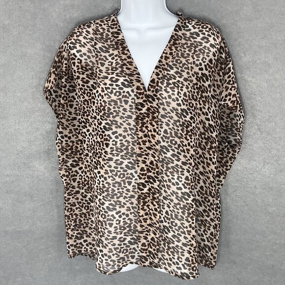 Victoria Secret Womans Sz‎ M Cheetah Print Silky Satin Glossy Artsy Lightweight - Picture 1 of 13